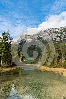 Stunning view of Hintersee and Alps in Ramsau, Bavaria, Germany