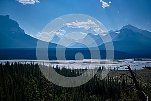 Stunning view of Howse Pass from Icefields Parkway, Alberta, Canada