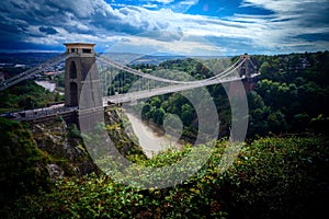 Stunning view of the iconic Clifton Suspension Bridge spanning the River Avon in Bristol