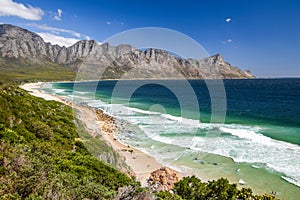 Stunning view of Kogel Bay Beach, located along Route 44 in the eastern part of False Bay near Cape Town between Gordon`s Bay