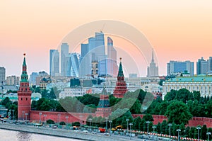 Stunning view of Kremlin in summer at sunset, Moscow, Russia