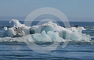 Stunning view of a large iceberg with sediment in a lagoon