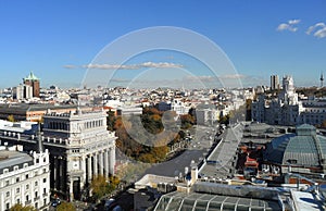 Stunning view of Madrid cityscape in the autumn sunny day