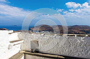 Stunning view from the monastery of Saint John the Theologian in Patmos island, Dodecanese, Greece