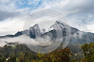 Stunning view of mountain Watzmann over Berchtesgaden, Bavaria, Germany