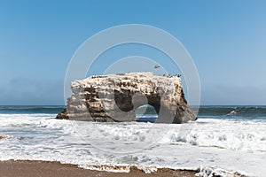 Stunning view of a Natural Bridges State Beach, in Santa Cruz, California