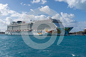 Stunning view of Norwegian cruise lines ship getaway