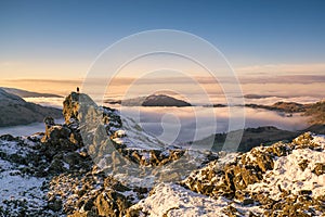 Stunning view over an inversion in Grasmere, Lake District photo