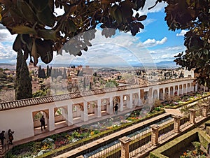 Stunning view of the Palacio del Generalife in Granada, Spain photo