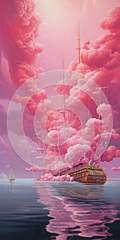 Surrealism In Pink: Gusty Russia Inlet Serenity Artwork Collection photo