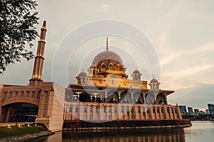 Stunning view of Putra Mosque, Putrajaya, Malaysia.