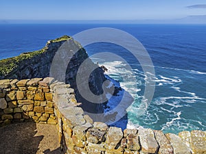 Stunning view of the rocky cliffs of Cape of Good Hope, South Africa