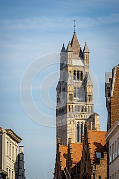 Stunning view of Sint-Salvatorskathedraal Cathedral in the beautiful city of Bruges, Belgium.