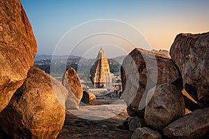 Stunning view at Sree Virupaksha Temple, Hampi, Karnataka, India