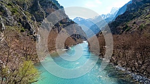 Stunning view to Aoos river and the canyon in Konitsa, Greece