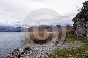 Stunning view to Prespes lakes and the surrounding scenery, Florina, Greece