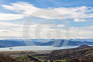 Stunning view to Prespes lakes and the surrounding scenery, Florina, Greece