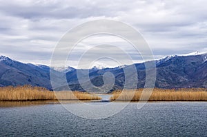 Stunning view to Prespes lakes and the surrounding scenery, Florina, Greece