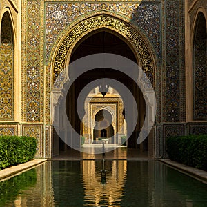 Beautiful Islamic Mosque Architecture with Arabic Calligraphy with Natural vibe photo