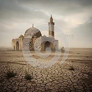 Beautiful Islamic Mosque Architecture with Arabic Calligraphy with Natural vibe photo