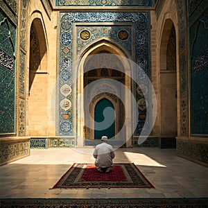 Beautiful Islamic Mosque Architecture with Arabic Calligraphy with Natural vibe photo
