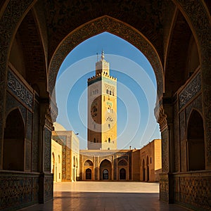 Beautiful Islamic Mosque Architecture with Arabic Calligraphy with Natural vibe photo