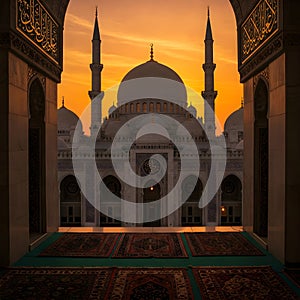 Beautiful Islamic Mosque Architecture with Arabic Calligraphy with Natural vibe photo