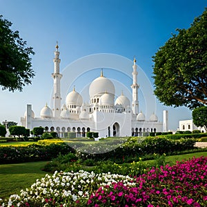 Beautiful Islamic Mosque Architecture with Arabic Calligraphy with Natural vibe photo