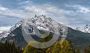 Stunning view of Watzmann peak from Hinterbrand, Berchtesgaden, Bavaria, Germany