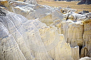 Stunning view of white striped sandstone hoodoos in Coal Mine Canyon near Tuba city, Arizona, USA