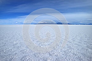 Stunning view of the world`s largest salts flat, Salar de Uyuni in Potosi of Bolivia