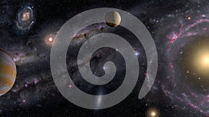 Cosmic Landscape with Planets and Galaxies in Deep Space