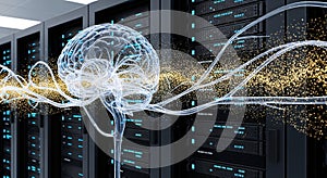 Neural Network Processing Data in a Server Room: High-Speed Computing for Modern Business Solutions