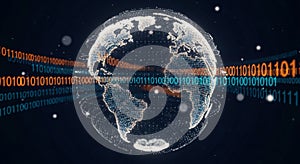 Global Digital Network: Earth and Binary Code