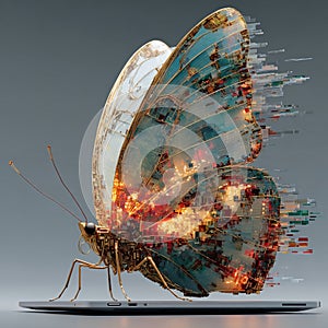 A Stunning Visualization of Data Butterfly Wings Composed of Glitching Binary Code Unveiling the Intricate Nature of