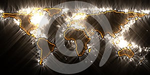 Stunning vivisualization of the world map using kirlian energy photography photo