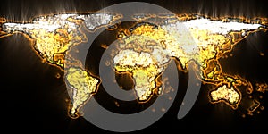 Stunning vivisualization of the world map using kirlian energy photography photo