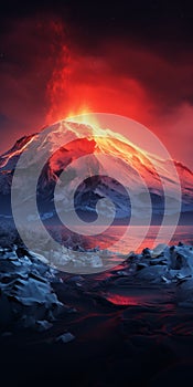 Stunning Volcano Wallpapers In Franciszek Starowieyski Style photo