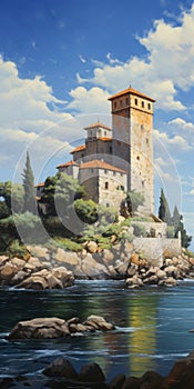 A Stunning Water Castle Inspired By Adi Granov And Mediterranean Landscapes