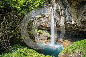 Stunning waterfall in Switzerland near Klausenpass, Canton Glarus, Switzerland, Europe