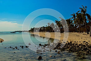 A stunning white sandy beach of Bantayan Island, Cebu, Philippines