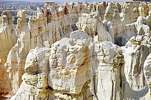 Stunning white striped sandstone hoodoos in Coal Mine Canyon near Tuba city, Arizona