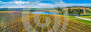 Stunning winery and pond in autumn.