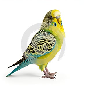Stunning Yellow And Blue Budgie On White Background - High Quality Ultra Hd Photo