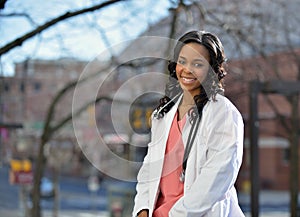 Stunning young African American female healthcare worker