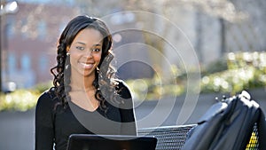 Stunning young African American female student on campus