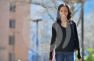 Stunning young African American female student on campus