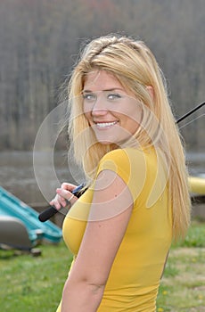 Stunning young woman - fishing