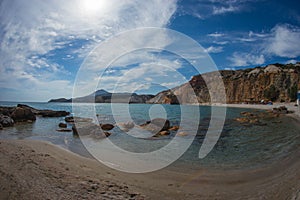 Stunningly beautiful beaches on the island of Milos in Greece