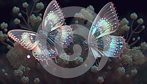 Stunningly beautiful fairy wings Fantasy crystal glass glitter butterfly. Generative Ai